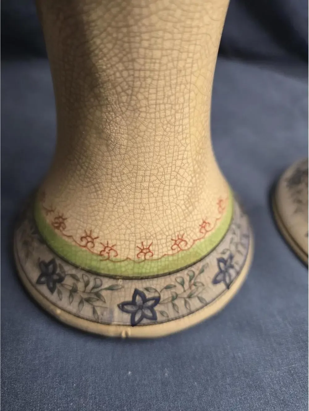 Pair of Vintage Ceramic Candle Holders with Floral Design